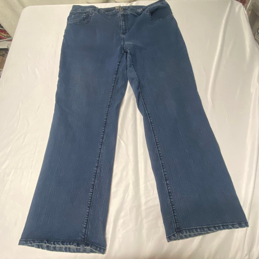Faded Glory Jeans Woman Stretch Bling Pockets 22W Dark Wash Cottage Core GUC